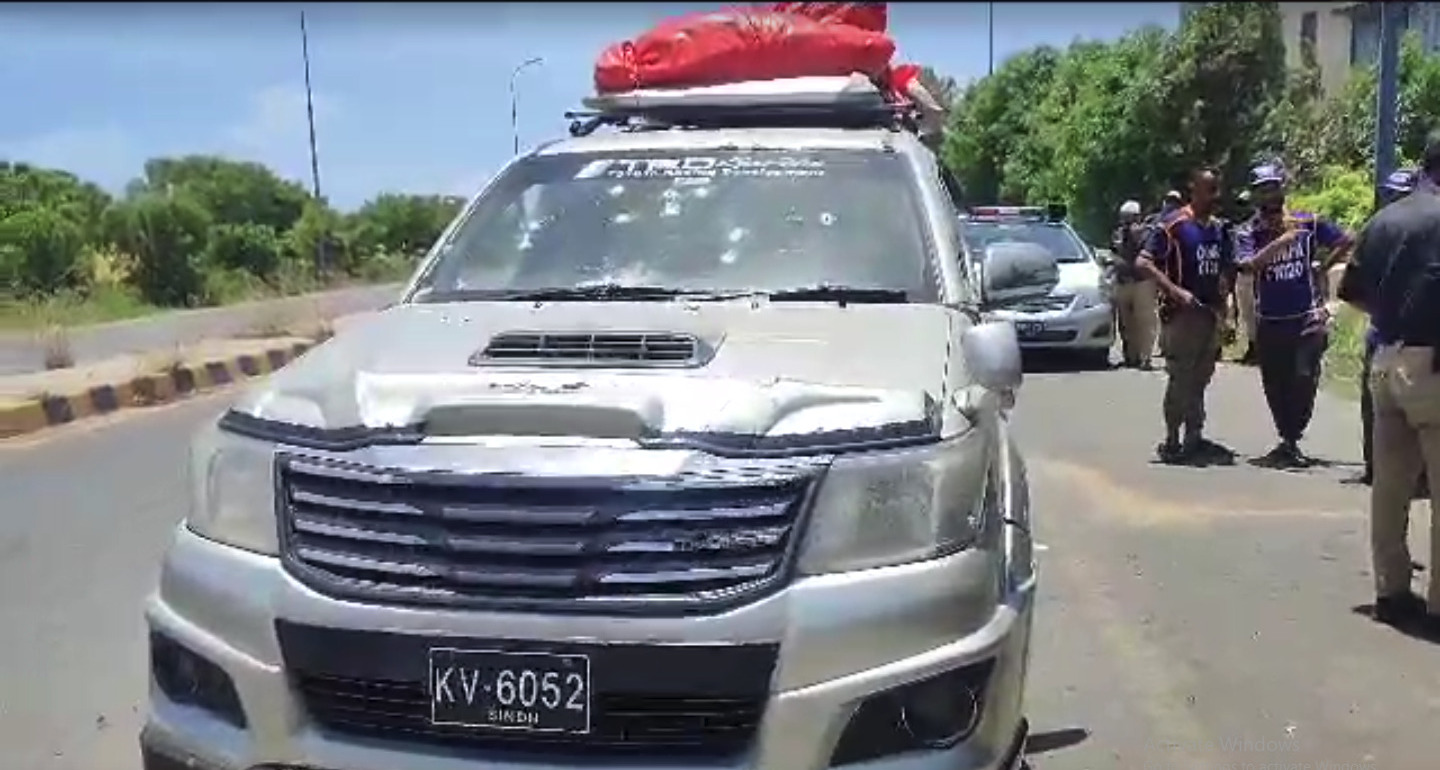 The brother, son and nephew of Sindh Assembly member of PTI Aslam Abro were seriously injured by firing on a vehicle in Karachi Defense