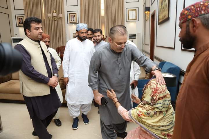 Former Information Minister, Sharjeel Inam Memon, met with constituents at Rawal House Rahuki, Tando Jam.
