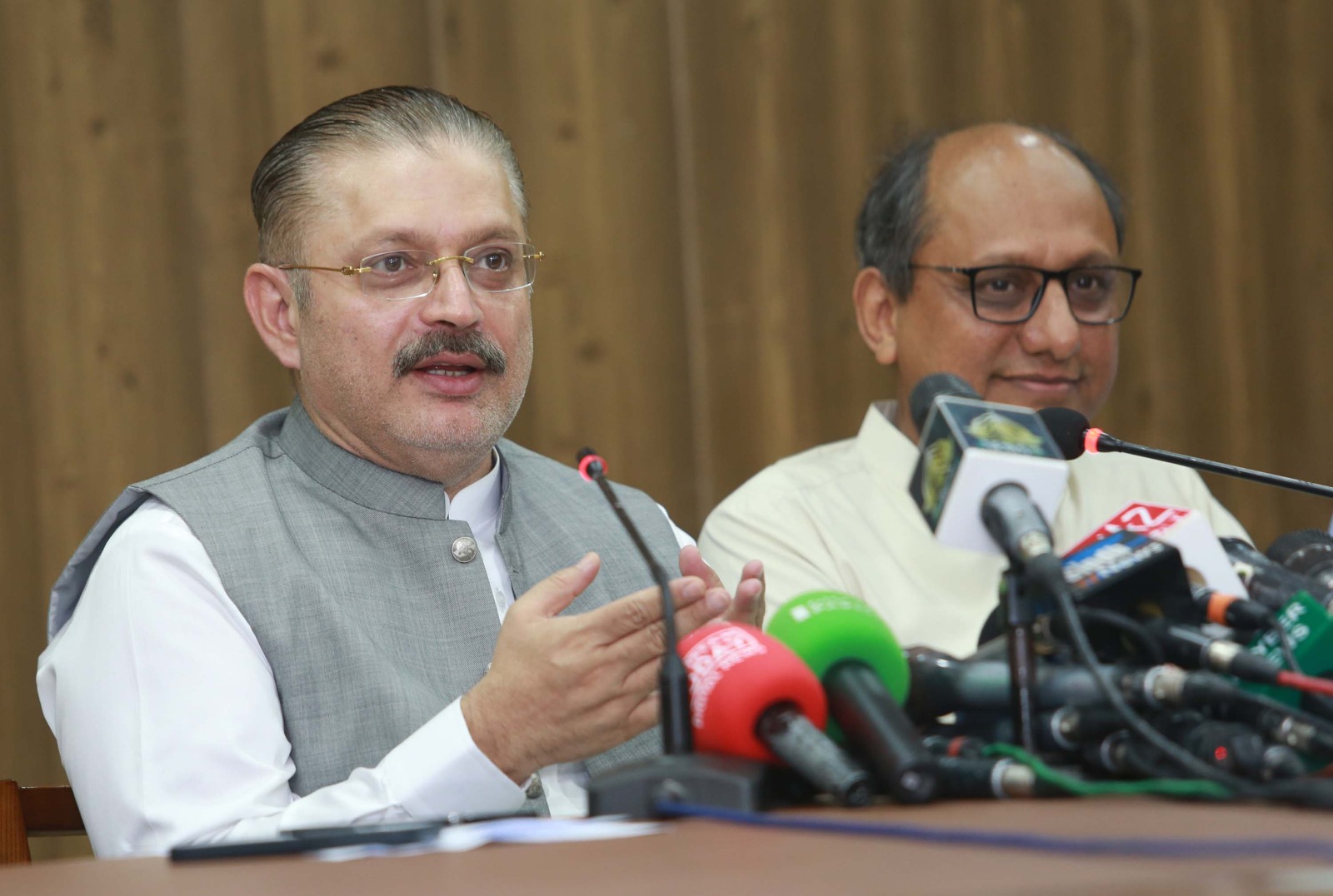 Karachi Press conference of PPP leader Sharjeel Inam Memon