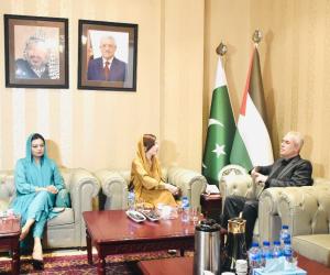 Ms. Mushaal Hussein Mullick called on Ambassador of Palestine H.E Ahmed Rabei here in Islamabad today. 