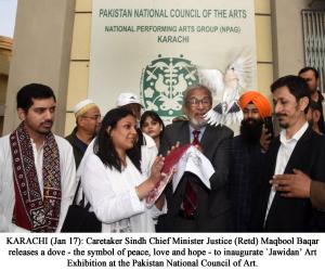 CM releases dove to inaugurate Jawidan Art exhibition at PNCA