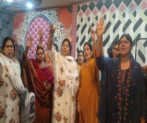 A wedding celebration converted into protest against six new canals and corporate farming. 