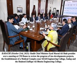 Murad Shah reviews progress on establishment of Medical Complex, SZAB Engineering College, Gadap Projects