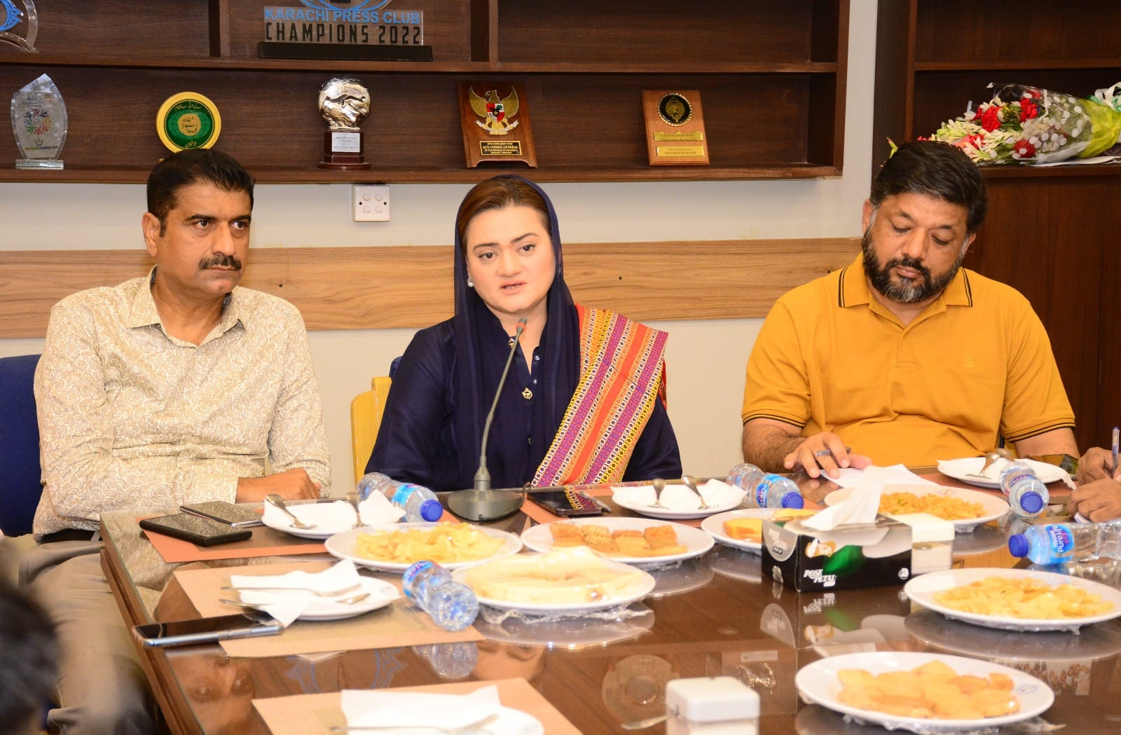  کراچی میں وفاقی وزیر اطلاعات و نشریات مریم اورنگ زیب کی کراچی پریس کلب کی گورننگ باڈی سے ملاقات،