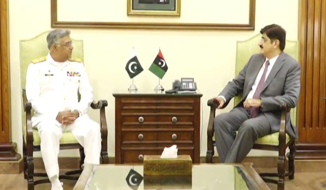 وزیراعلیٰ سندھ سید سے پاک بحریہ کے سربراہ ایڈمرل نوید اشرف کی ملاقات ہوئی 