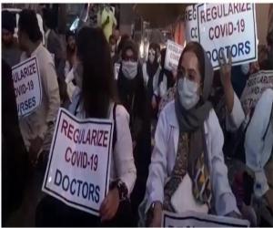 کراچی  میں سندھ بھر کے نرسز  کا  چودہویں روز اور ڈاکٹرز کا آٹھویں روز بھی  احتجاج جاری رہا